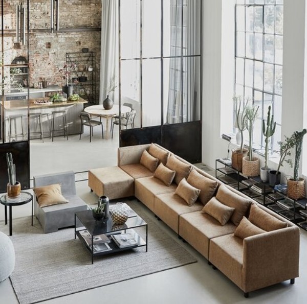 desain interior industrial Ruang Tamu