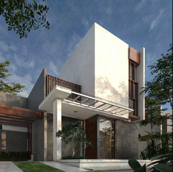 Rumah dengan Dinding Beton Ekspos