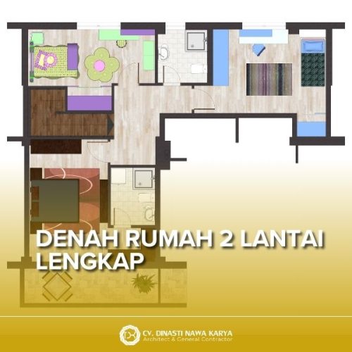 Denah Rumah 2 Lantai Lengkap