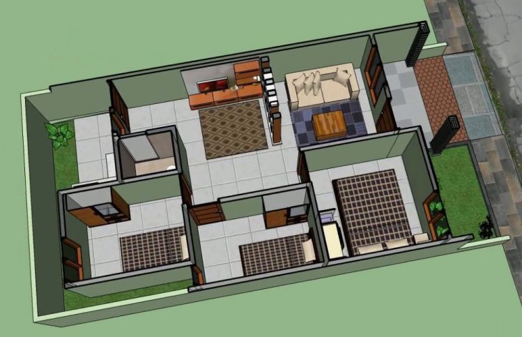 Denah Rumah Ukuran 6x10 Tanpa Garasi