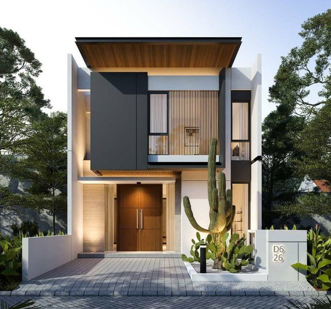 Rumah Tingkat dengan Aksesori Kayu