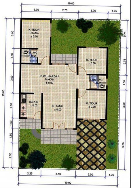 desain rumah minimalis 3 kamar memanjang
