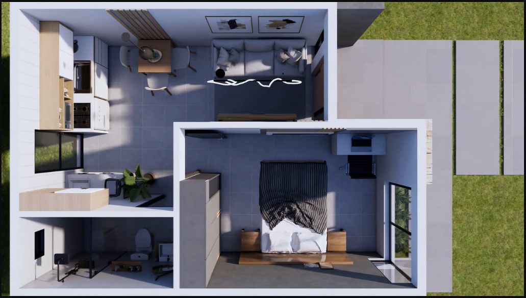 Denah Rumah Ukuran 5x7 meter 3D