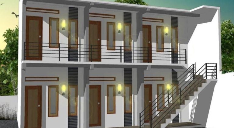 Desain Rumah Kost 2 Lantai Lahan Sempit