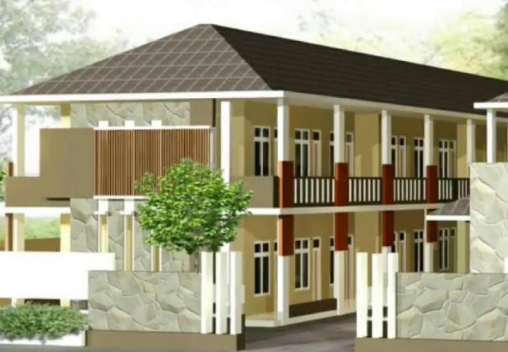desain kost 2 lantai minimalis modern dengan balkon teras