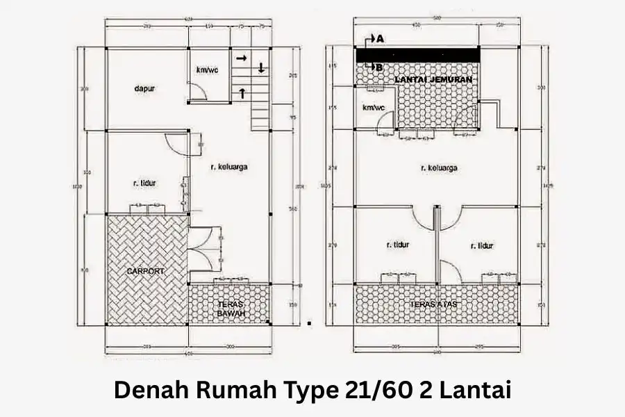 Denah Rumah Type 21 60 2 Lantai