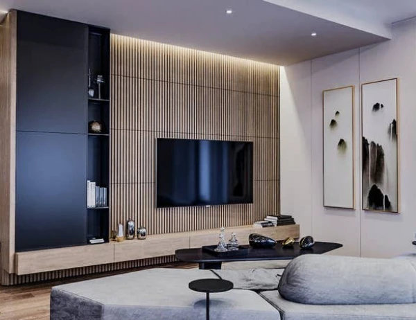 Desain kamar mandi mewah dengan dinding marmer dan interior rumah modern minimalis.