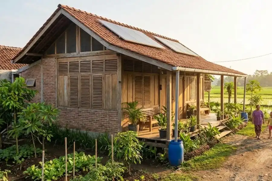 Rumah Hemat Energi 6×9 dengan Ventilasi Alami di Kampung