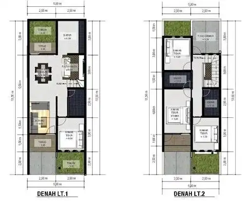 Desain Rumah 5x10 2 Lantai 4 Kamar