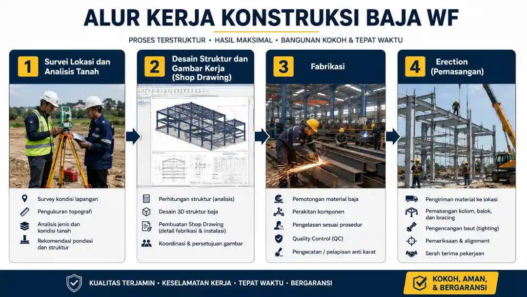 Alur Kerja Jasa Konstruksi Baja WF Profesional
