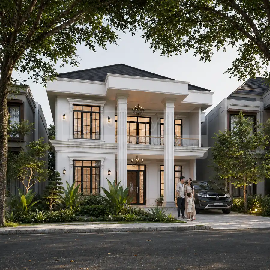 desain rumah klasik 2 lantai by dinasti nawa karya